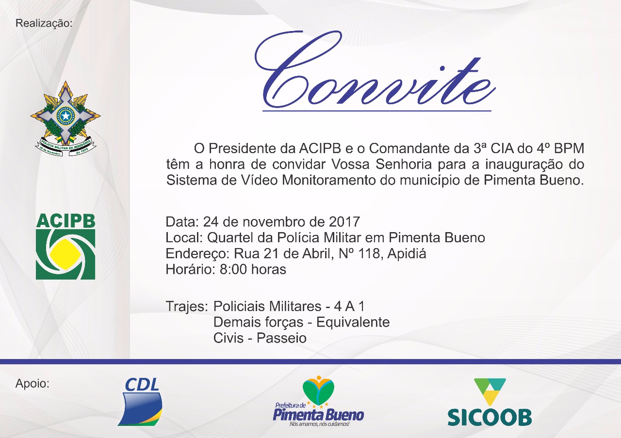 Convite Inauguração Videomonitoramenti