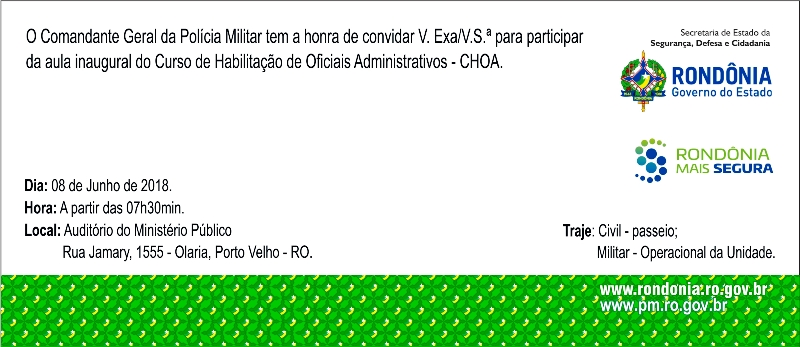 polícia militar - cartão convite CHOA