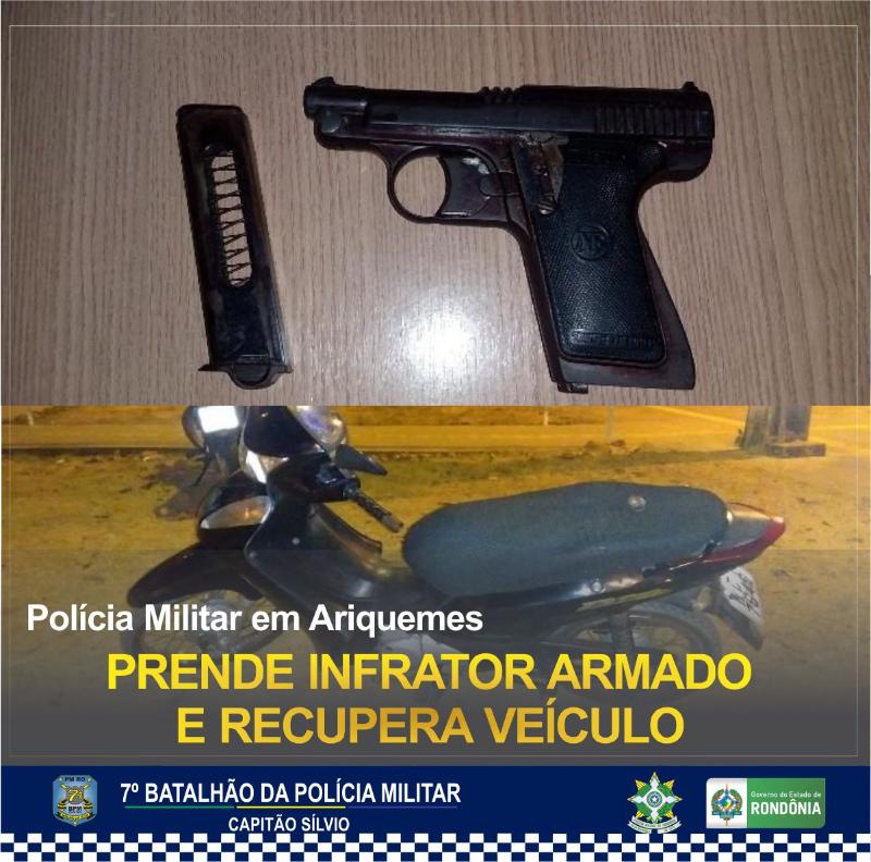 21-08 pm prende infrator armado e recupera veículo 1